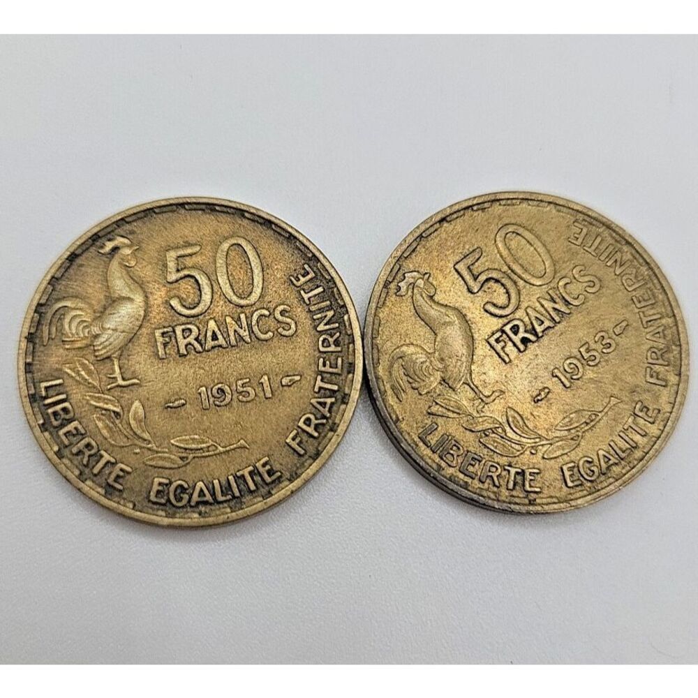 Lot Of 2 50 Francs 1951 1953 Coins